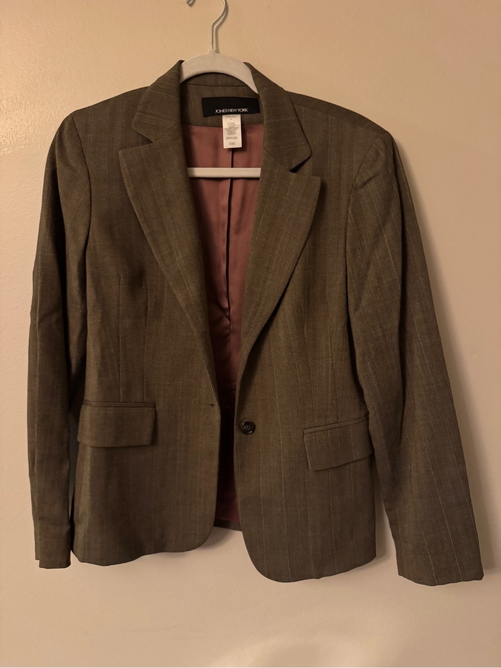 Jones New York Olive-Brown Pinstripe Sport Coat